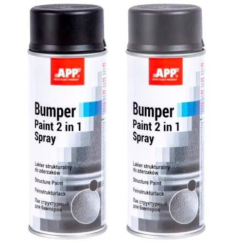 APP Краска бамперная Bumper Paint 2 в1 Spray структурная, 400 мл, черный (020811)